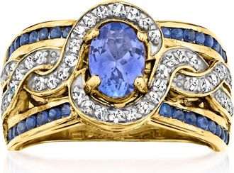 Ross-Simons Tanzanite and. Sapphire Ring With. White Zircon in 18kt Gold Over Sterling