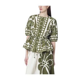 Farm Rio FARM Rio, Blouses, female, Green, Size: XS Palermo Blouse
