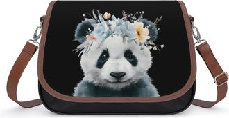 Generic Panda with Flowers Fashion Womens Crossbody Bags Novelty Handbag Shoulder Bag Purse