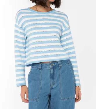 Velvet Heart Janae Striped Sweater In Iced Blue Optic White Stripe