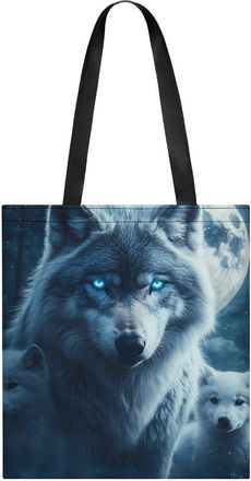 Generic Beautiful Night Three Wolf Tote Bag for Women Men Shoulder Bags Purses Pouch Handbags