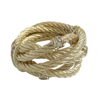 Bottega Veneta Rhinestone Silver 925 Band Ring (Pre-Owned)