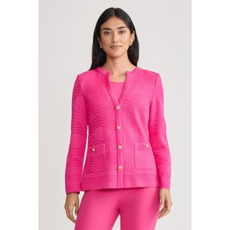 Ming Wang Heritage Tonal Textured Wave Knit Jacket in Carmine Rose at Nordstrom, Size Xx-Small