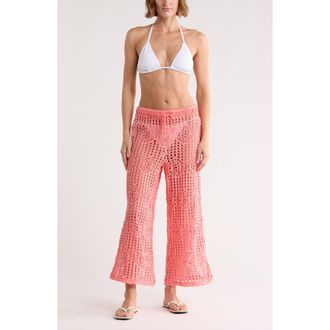 La Blanca Waverly Open Stitch Cotton Crop Cover-Up Pants in Coral Reef at Nordstrom Rack, Size X-Small