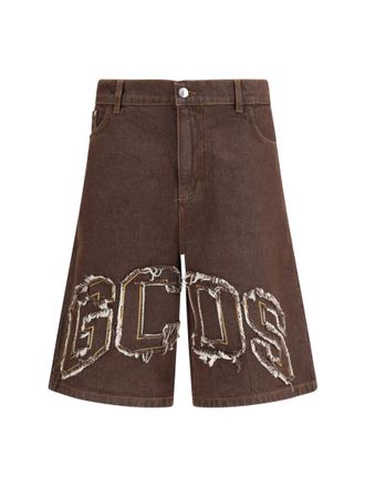 GCDS Brown Relaxed Logo Shorts