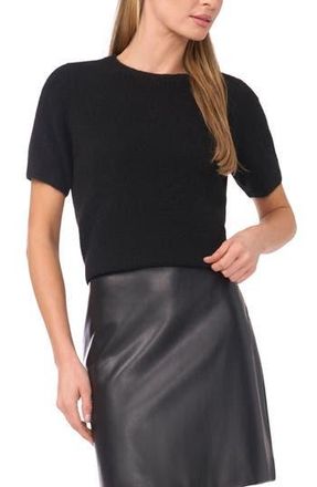Halogen Short Sleeve Crewneck Sweater in Rich Black at Nordstrom Rack, Size X-Large