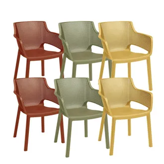 Keter Set 6 Sedie Impilabili Keter elisa In Polipropilene 2 Verde, 2 Rosso, 2 Giallo 61x54,5x79 Cm