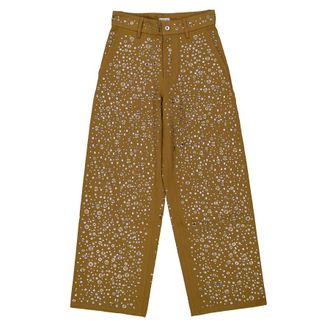 Burberry Eyelet Embellished Cotton Trousers, Size Small
