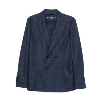 Circolo 1901 Blazers, male, Blue, Size: 2XL Double-breasted Wool Jacket