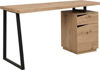 Vente-Unique Escritorio GOTAMA - 1 cajón y 1 puerta - MDF y acero - roble y negro