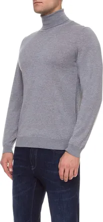 HUGO BOSS Mens Virgin Wool Turtleneck Gray