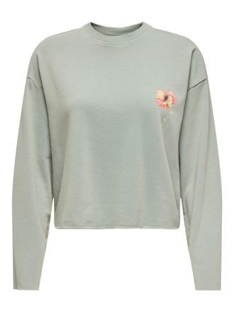 Only Sweatshirt ONLY ONLLUCINDA L/S FLOWERS O-NECK UB SWT, Damen, Gr. L, abyss print:vitamin sea blooming, Sweatware, Obermaterial: 60% Baumwolle, 40% Poly