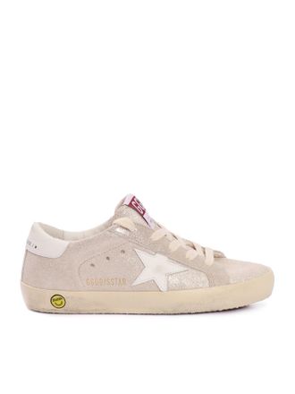 Golden Goose Super Star Tomaia In Camoscio Laminato Stella E Tallone In Pelle