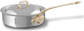 Bloomingdale's MCook B 5-Ply Polished Stainless Steel Saute Pan With Lid, And Brass Handle, 3.2-qt in Silver at Nordstrom