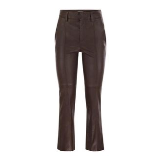 Brunello Cucinelli Geseamde Cropped Flare Broek van Imitatieleer - Dames - Vrijetijds broeken - Rood - XS - Leer - Broeken