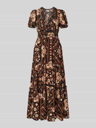 Apricot Maxikleid aus Viskose mit V-Ausschnitt in Black, Gr&ouml;&szlig;e XXL