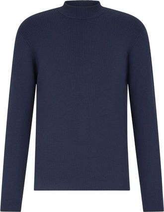Drykorn Drykorn, Turtlenecks, male, Blue, Size: 2XL Mens Pullover with High Neck Ribbed Structure