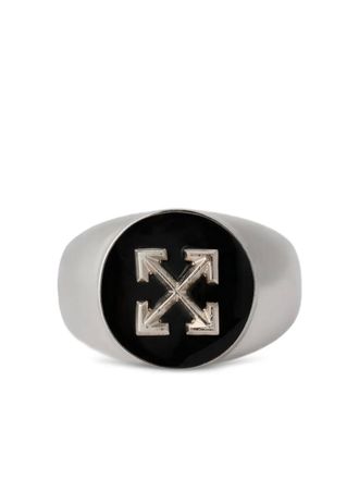 Off-white Anello Arrow con sigillo - Argento