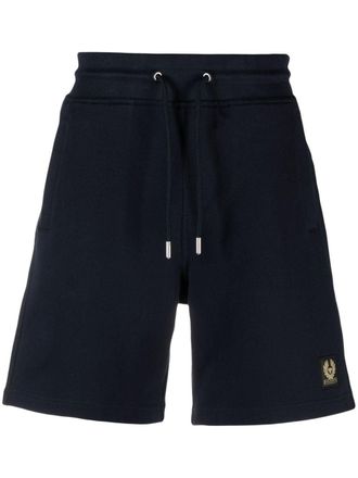 Belstaff logo-patch cotton track shorts - Blue