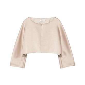Fely Campo Light Jackets, female, Beige, Size: M Broad-sleeve Cropped Jacket