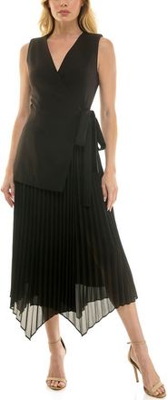 Socialite Mixed Media Pleated Dress in Black at Nordstrom, Size X-Small