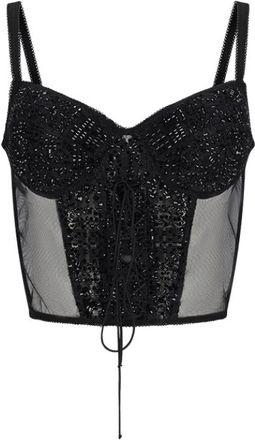 Ermanno Scervino Top met Borduursel - Dames - Tops zonder mouwen - Zwart - L - Tops