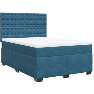vidaXL Vidaxl - Cama Box Spring Con Colch&oacute;n Terciopelo Azul 140x200 Cm