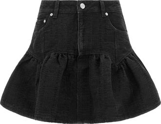 Ganni Lurex Denim Mini Rok - Dames - Spijkerrokken - Zwart - S - Denim - Rokken