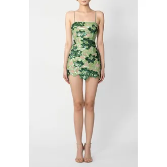 Sau Lee Sara Floral Sequin Cocktail Dress in Green Multi at Nordstrom Rack, Size 10