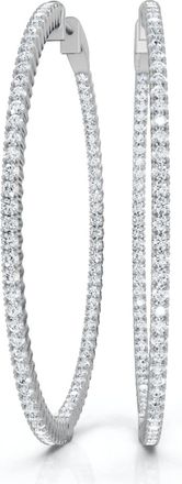 Pompeii3 1 3/4Ct Diamond Inside Outside 2 Tall Hoops Earrings Lab Grown