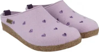 Haflinger Womens Grizzly Cuorcini Hearts Clog In Lilac