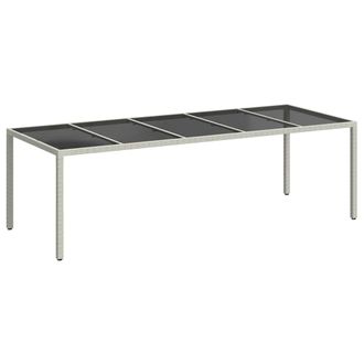vidaXL Mesa Jard&iacute;n Vidrio Templado Rat&aacute;n Sint&eacute;tico Blanco 250x100x75cm Vidaxl
