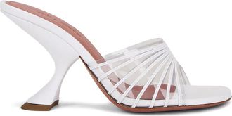 Amina Muaddi Muiltjes met bewerkte hak - Wit