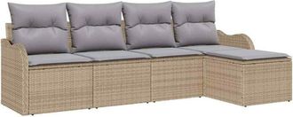 vidaXL Vidaxl - Conjunto De Sof&aacute; De Jard&iacute;n Con Coj&iacute;n 5 Pcs Beige Polirat&aacute;n