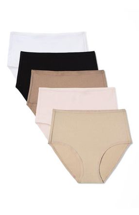Pact Everyday High Rise Brief 5-Pack Made With Organic Cotton in Core Edit at Nordstrom, Size Xx-Large
