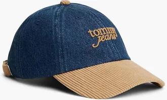 Tommy Hilfiger Womens Tommy Jeans Mixed-Media Baseball Cap - Denim Dark