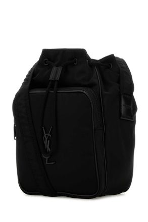 Saint Laurent Mens Black Nylon Bucket Bag Nero Borse A Mano
