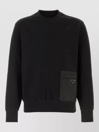 Prada stretch jersey sweatshirt crew neck pocket