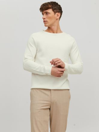 Jack & Jones JJEHILL Einfarbiger Pullover mit angenehmem Tragegef&uuml;hl unifarben, modisch, schmal, Baumwolle, Rundhals