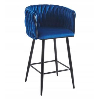 OEM Taburete De Terciopelo Azul H7-fx (estructura Negra)