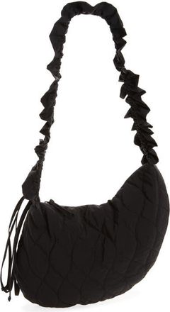 Damson Madder Embroidered Rose Ruched Kidney Bag in Black at Nordstrom
