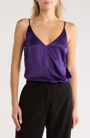 L'agence Gabriella V-Neck Silk Camisole in Acai at Nordstrom Rack, Size Medium