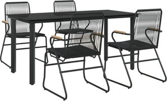 vidaXL Juego De Comedor De Jard&iacute;n 5 Piezas Rat&aacute;n Pvc Negro Vidaxl