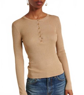 Nili Lotan Kyrie Silk Sweater In Beige