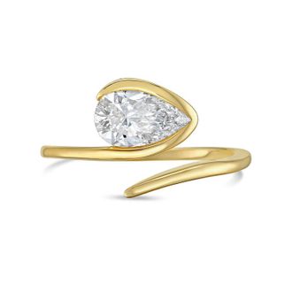 Diana M. Jewels 14KT YELLOW GOLD 4.00 CTS LAB GROWN PEAR SHAPE DIAMOND FASHION RING