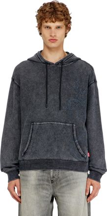 Diesel Hoodie in textured cotton mesh - Sweaters - Man - Grey