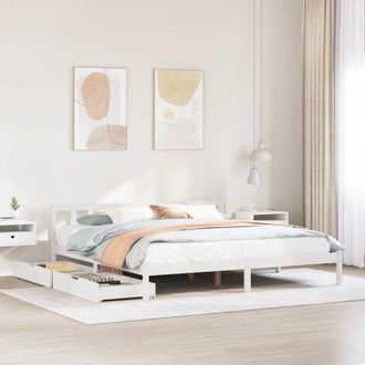 vidaXL Vidaxl - Estructura De Cama Sin Colch&oacute;n Madera Maciza Blanca 200x200 Cm