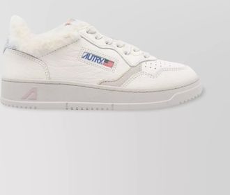 Autry low top leather sneakers with faux fur effect