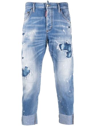 Dsquared2 distressed cropped jeans - men - Elastane/Polyester/Cotton/Cotton - 48 - Blue