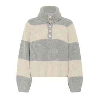 Part Two French Oak/Grey Melange Block Jumper